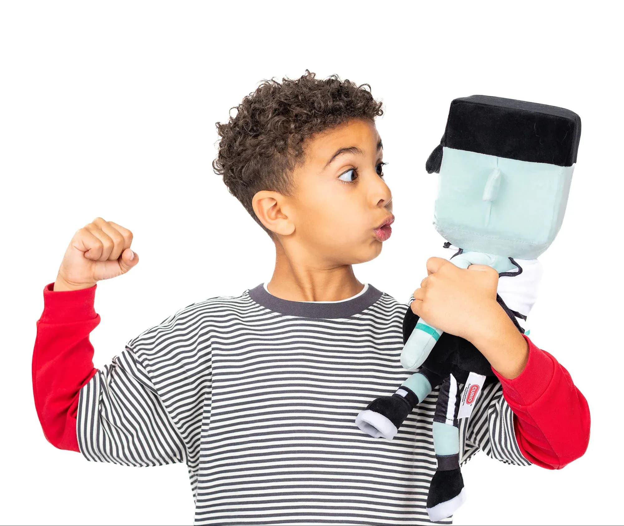 Children playing with curio talkling AI toy
