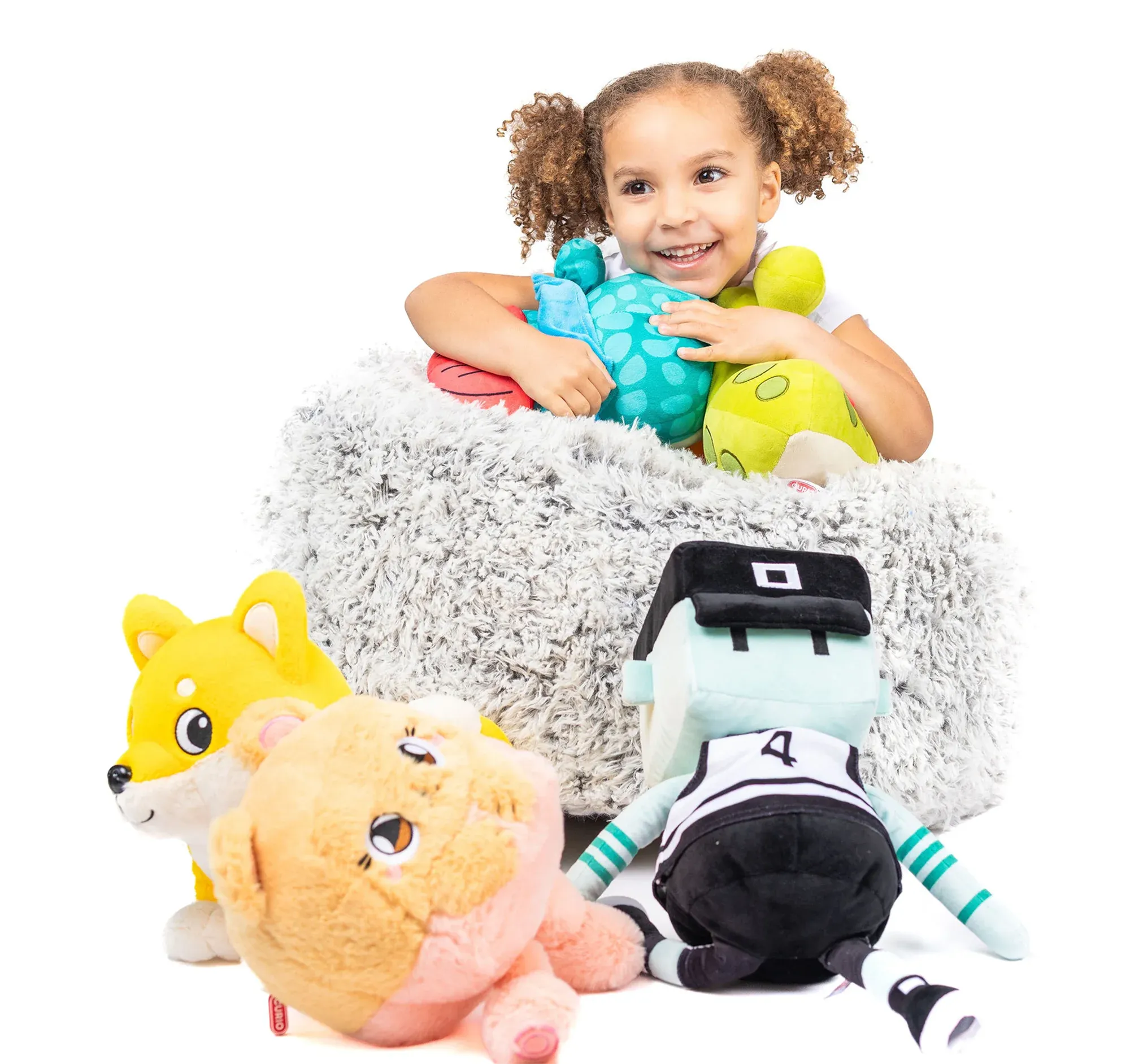 Girl playing with Curio AI toys