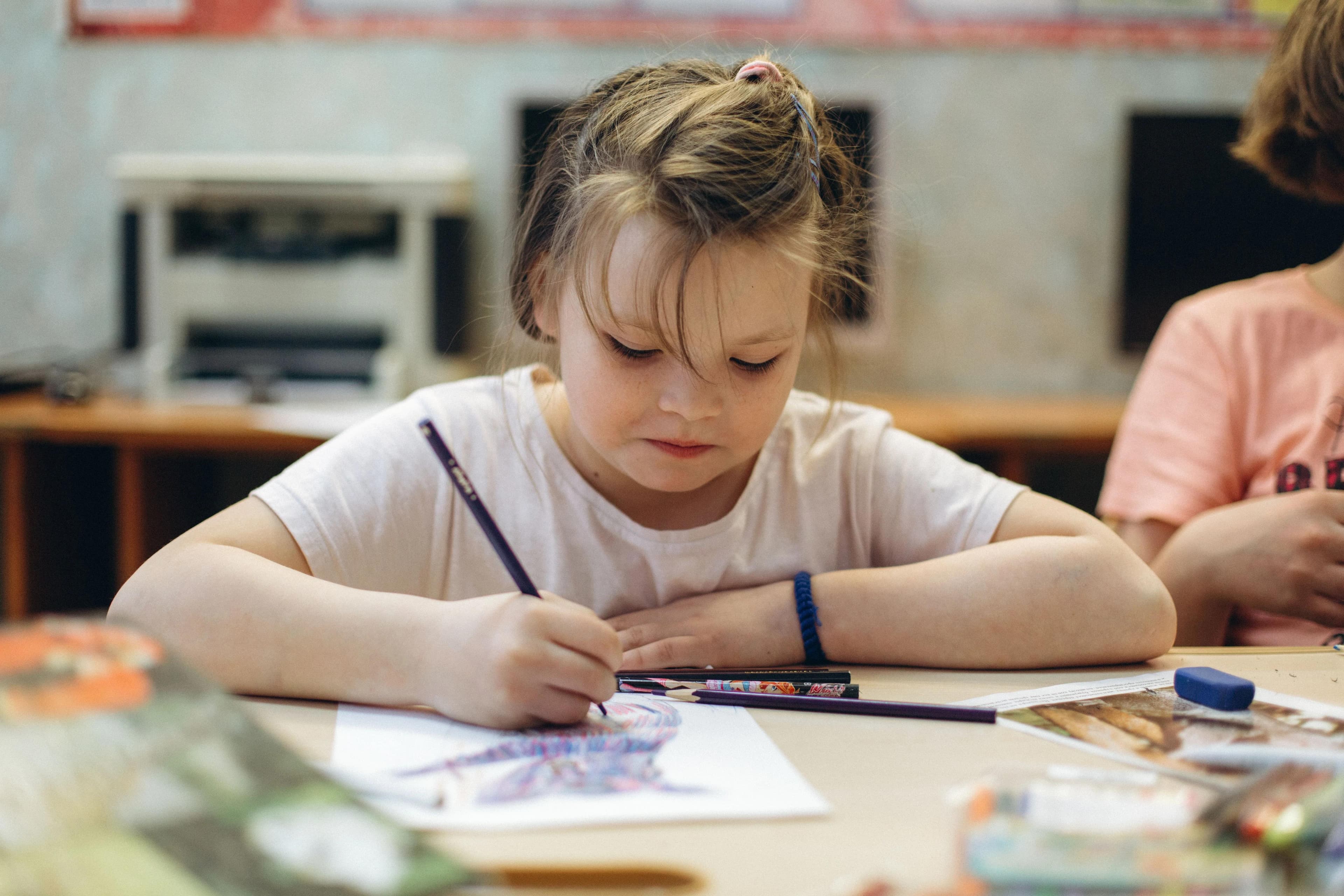 Kid in art class