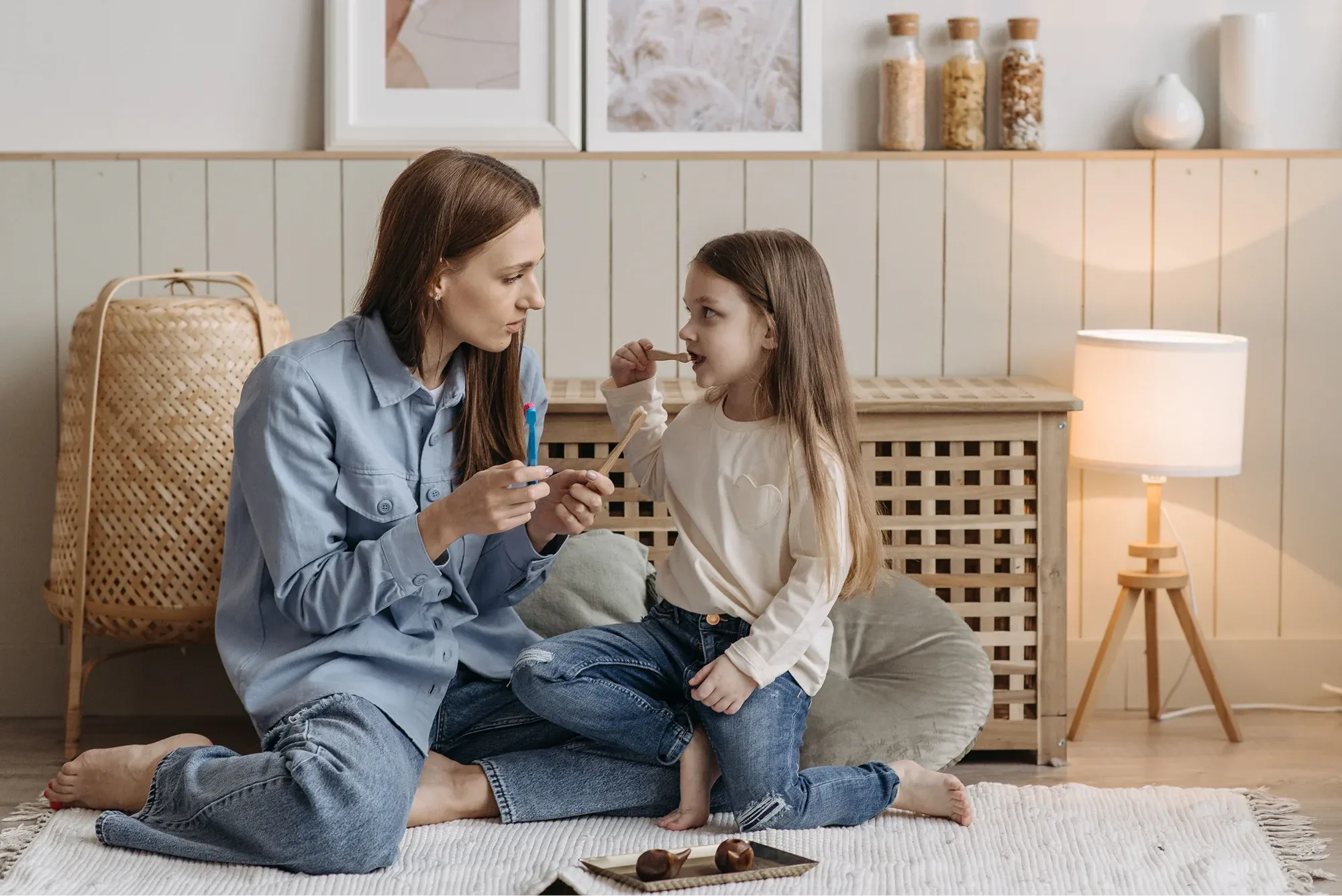 Mom playing with daughter