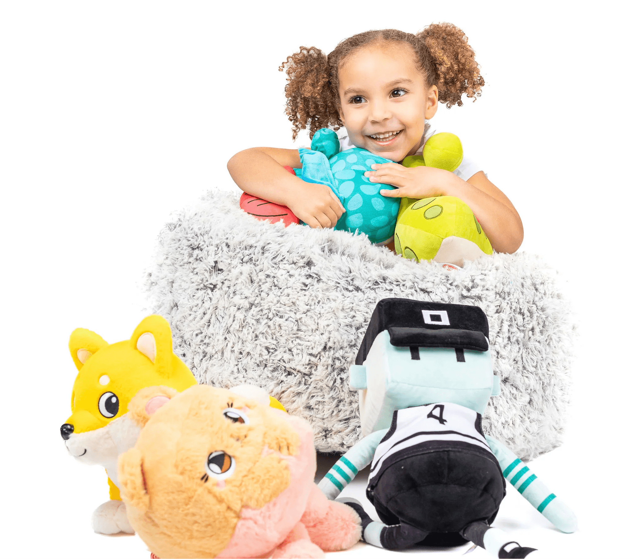 Curly haired girl with curio toys